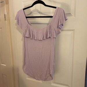 Free People Lilac Ruffle Sleeve Blouse